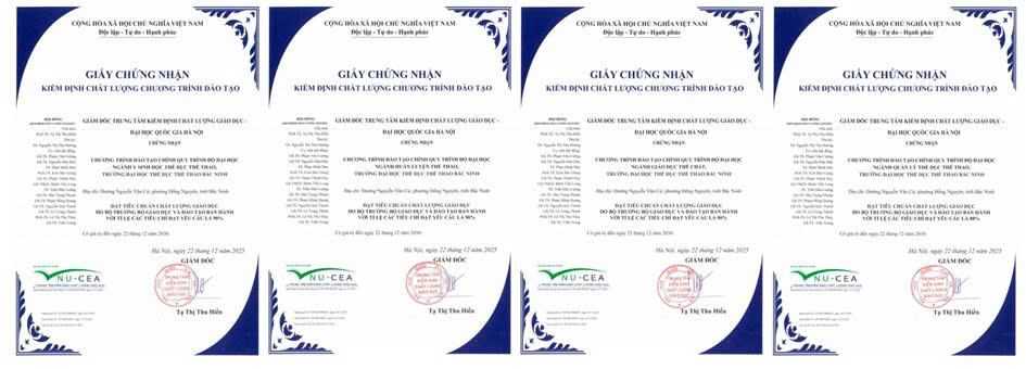 Trường Đại học Thể dục thể thao Bắc Ninh hoàn thành kiểm định chất lượng 04 chương trình đào tạo – Dấu ấn quan trọng trong lộ trình phát triển bền vững